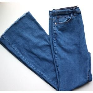 Jolie & Joy Jeans By FCT With Love Women's High Rise Flare Raw Hem Juniors 11